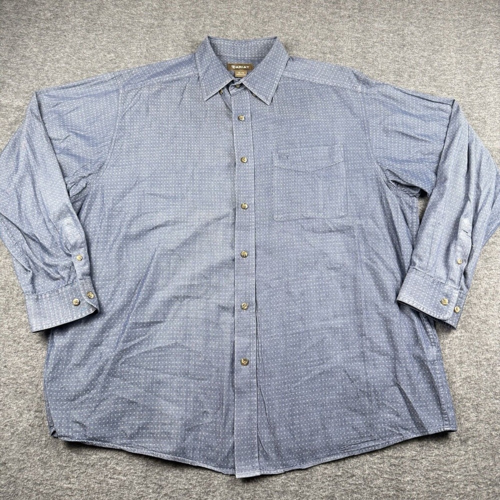 Ariat Shirt Mens XL Blue Geometric Collared Dress Button‎ Western Cowboy Rodeo